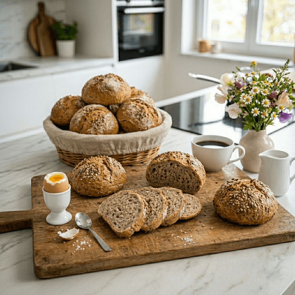 Keto-Semmeln mit Topfen – ballaststoffreiche Low-Carb Brötchen einfach backen
